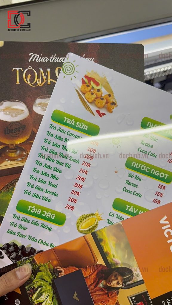 Hình ảnh in menu nhựa tại In Đỗ Chính